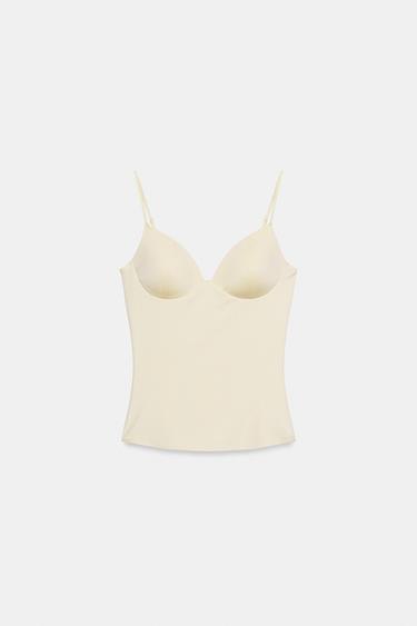 TOP MEZCLA POLIAMIDA - Mantequilla de Zara