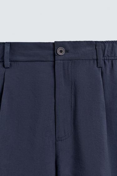 SOFT PLEATED LOOSE-FITTING BERMUDA SHORTS - Navy blue by Zara - Image 7