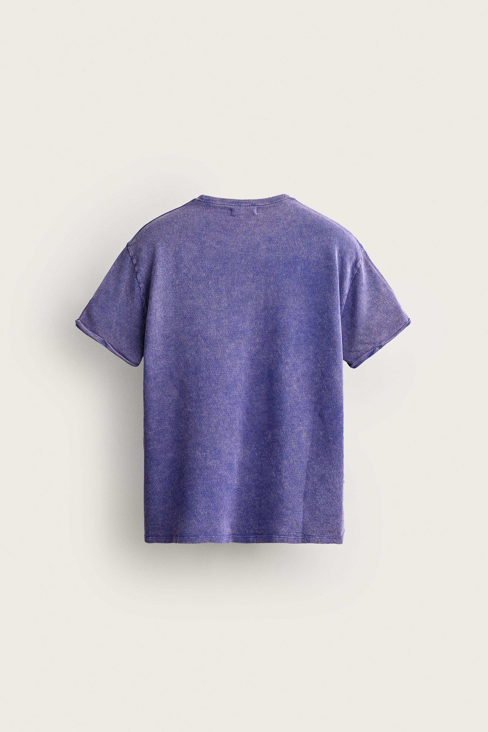 WASHED PRINTED KNIT T-SHIRT — Purple