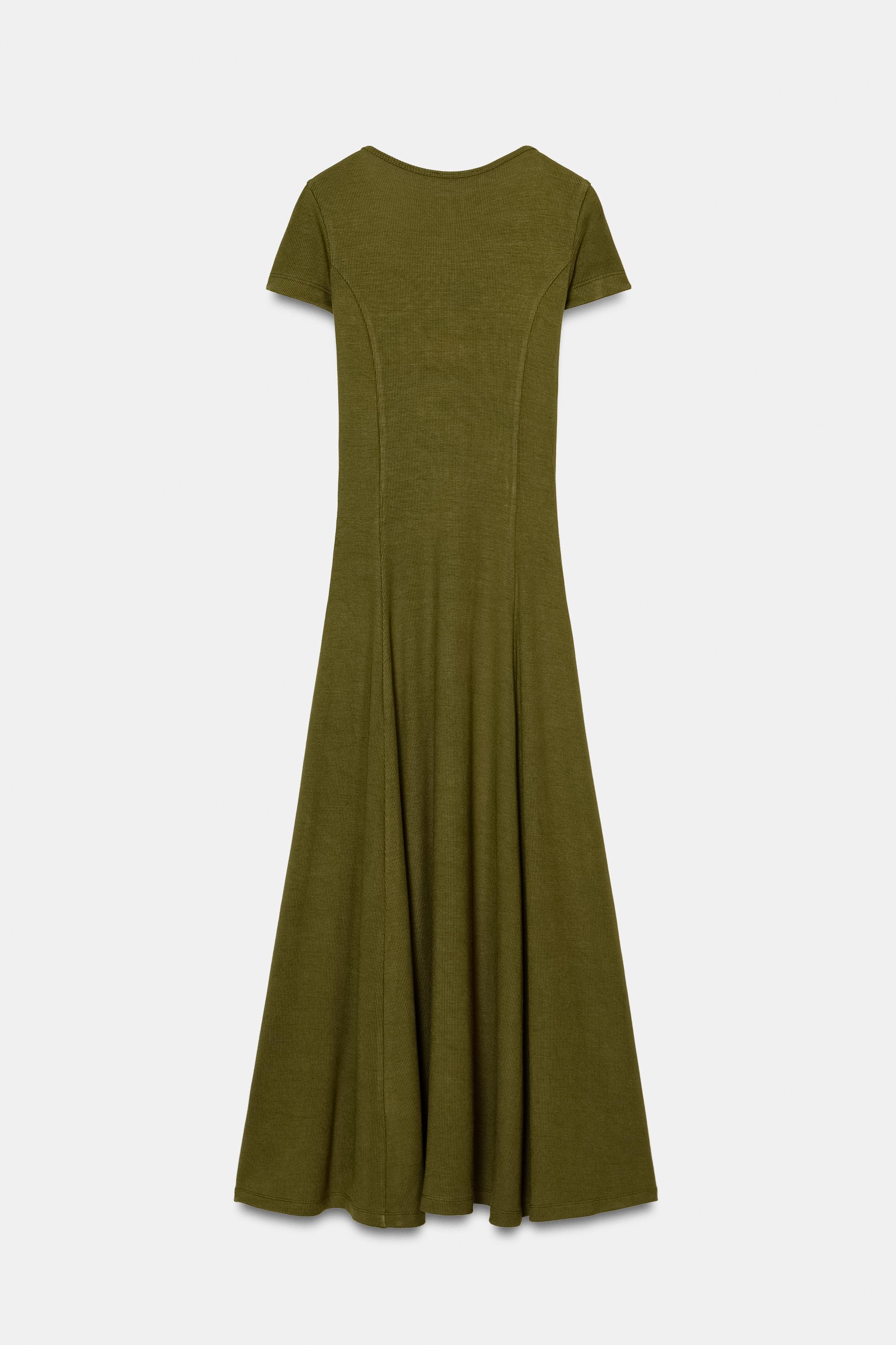 LONG RIBBED DRESS - Brown | ZARA United States