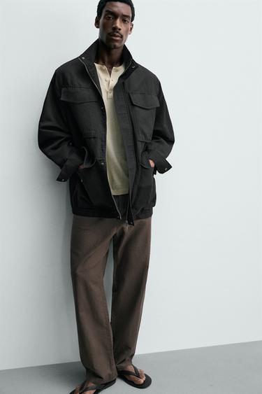 WASHED UTILITY OVERSHIRT WITH POCKETS - Black by Zara - Image 6