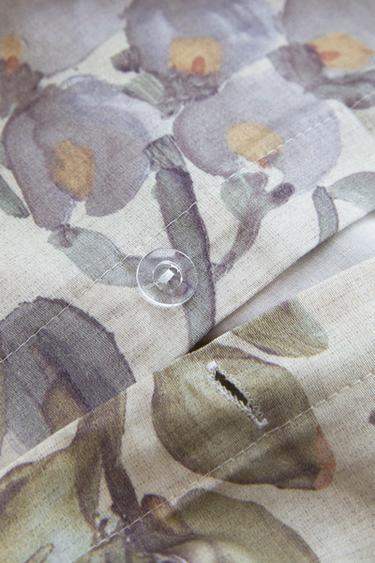 FLORAL PRINT SATEEN DUVET COVER - Ecru by Zara - Image 3
