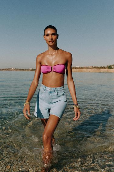 Z1975 MOM FIT SHORTS - Light blue by Zara