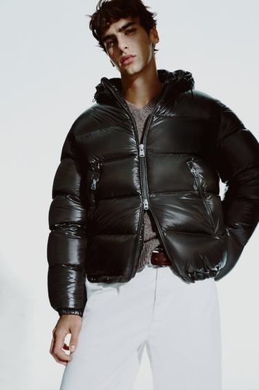 Zara 100% FEATHER WATER REPELLENT PUFFER JACKET - Dark khaki