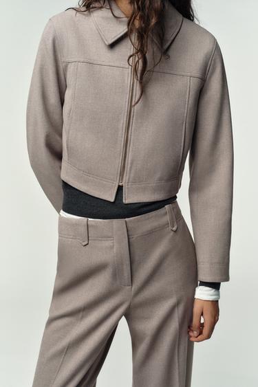 MID-WAIST STRAIGHT-LEG TROUSERS - Sand / Marl by Zara