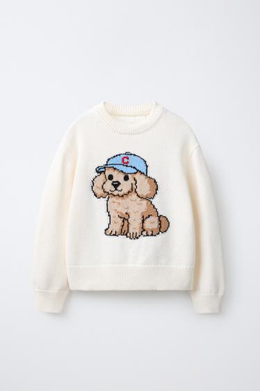 DOG PRINT KNIT JUMPER - Ecru by Zara - Image 0