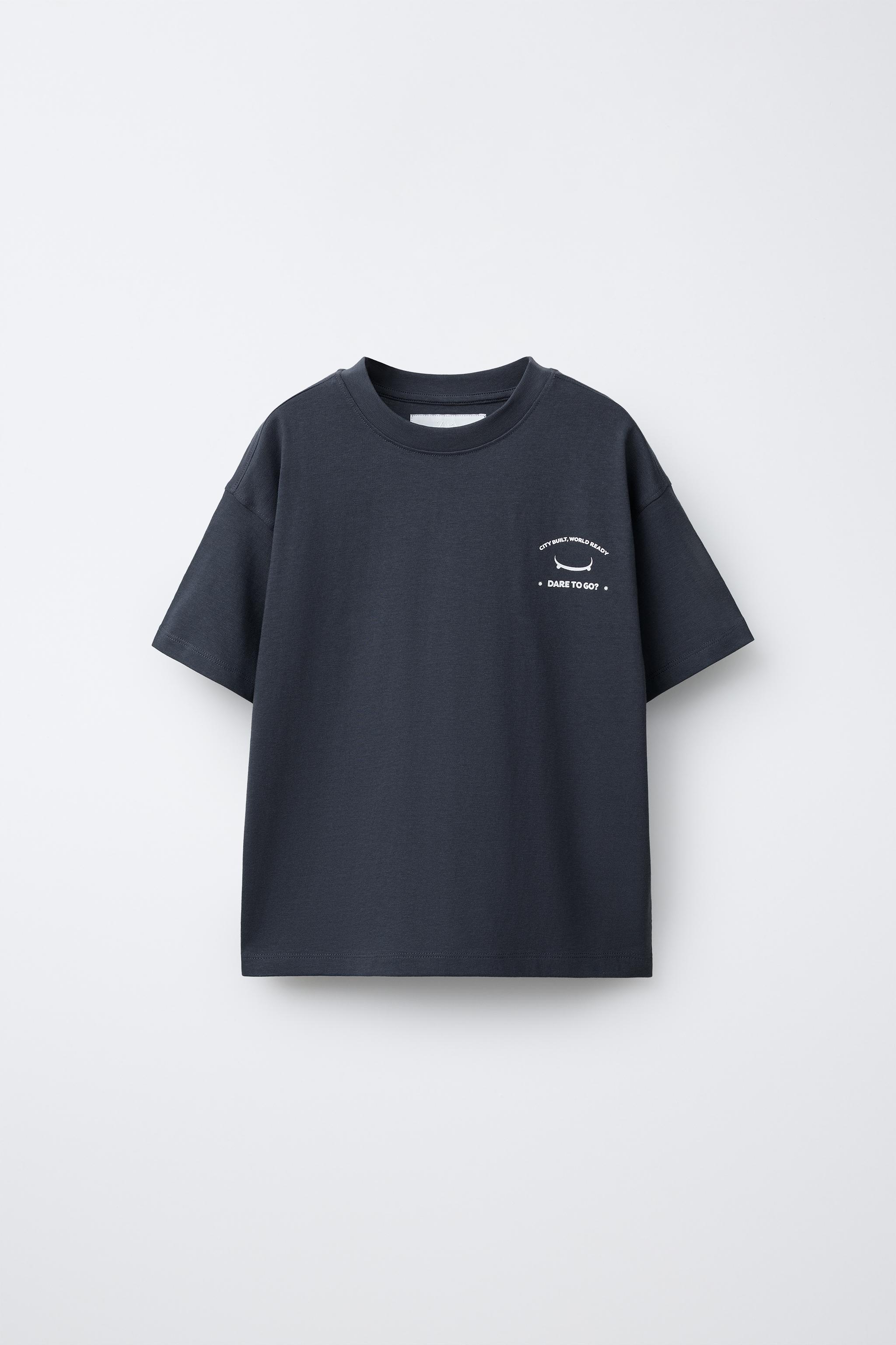 LOGO PRINT T-SHIRT - Gray / Blue | ZARA United States