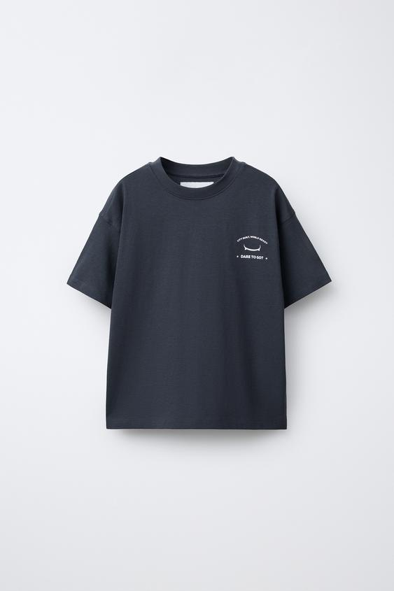 CAMISETA ESTAMPADO LOGO - Gris / Azul de Zara - Imagen 0