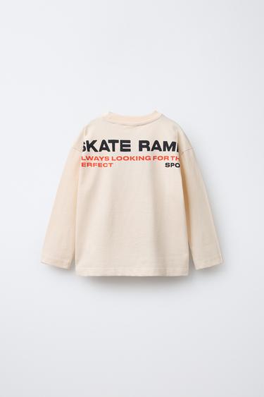 SKATE PRINT T-SHIRT - Beige by Zara - Image 1