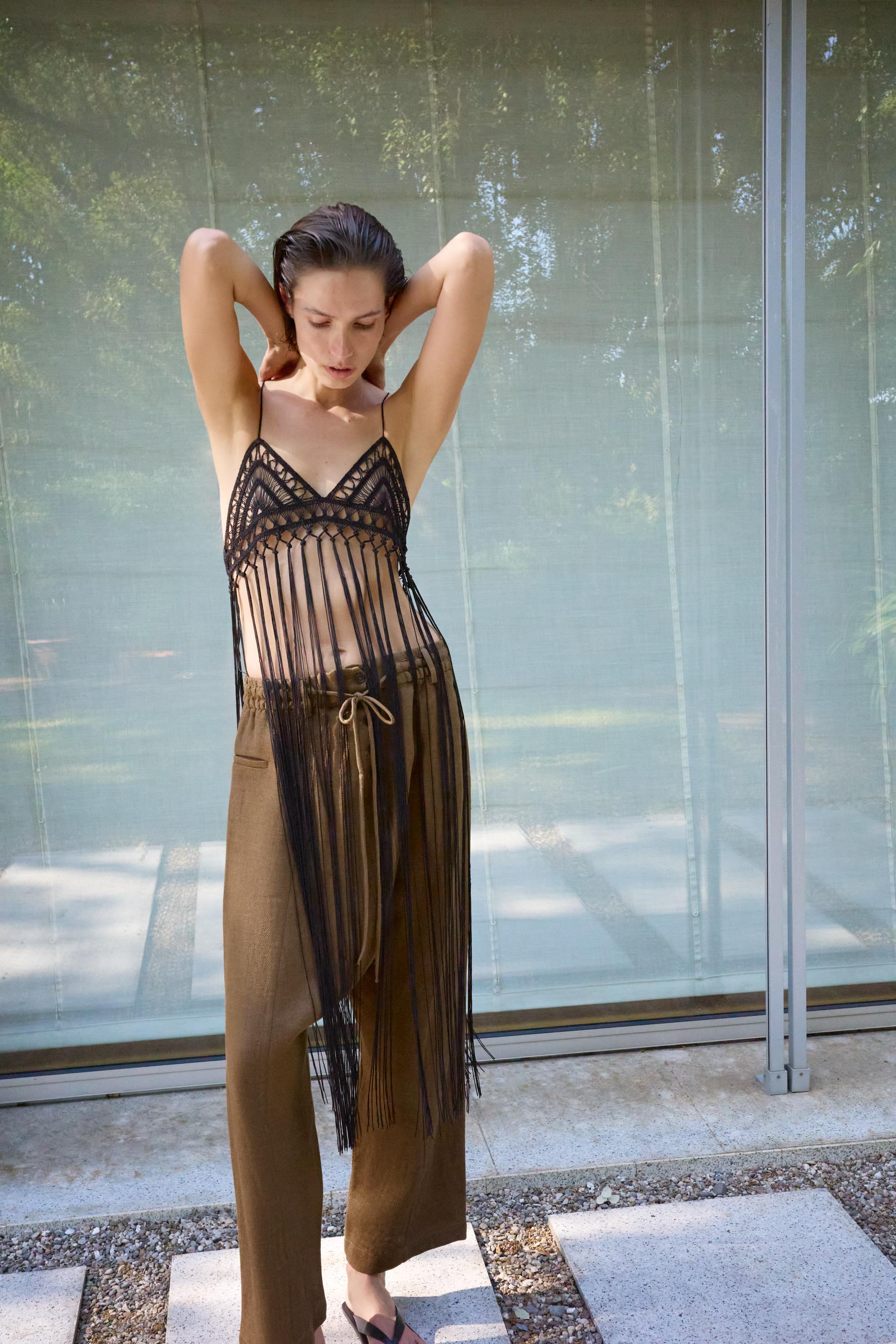 CROCHET FRINGED BRA