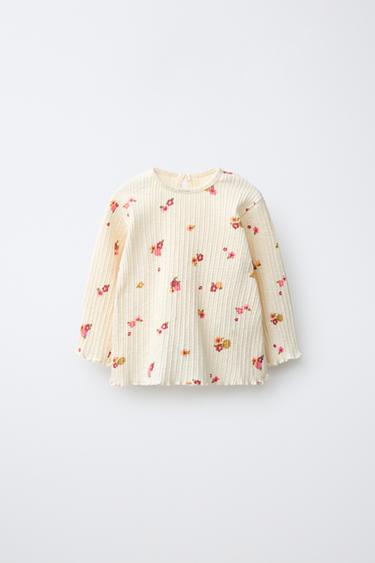 Zara 水果印花羅紋 T 恤 - 嫩裸色 - 圖片 0