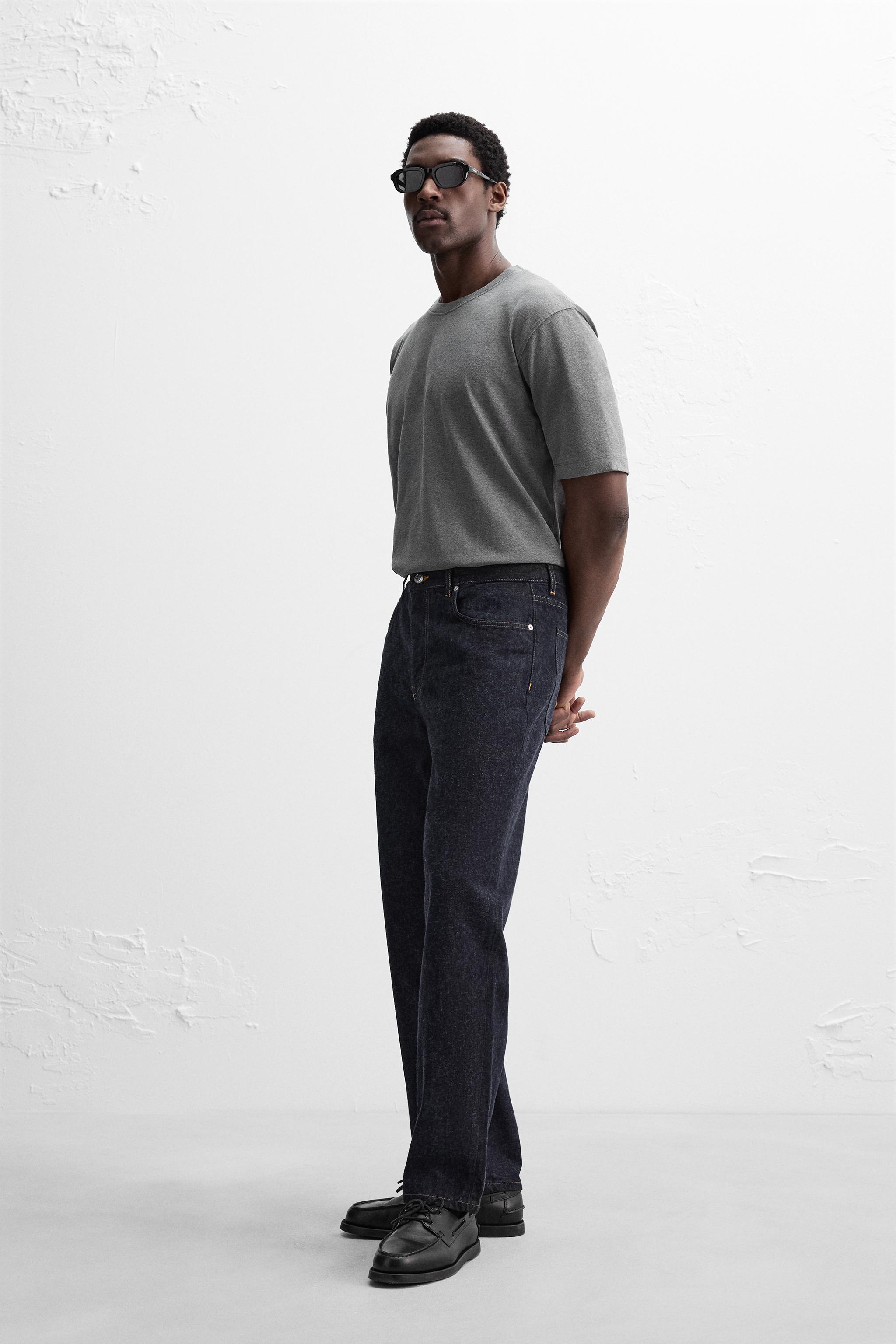 【ZARA】起毛加工ストレートフィットデニムパンツ 6688/415/400 起毛加工ストレートフィットデニムパンツ - ブルー | ZARA Japan