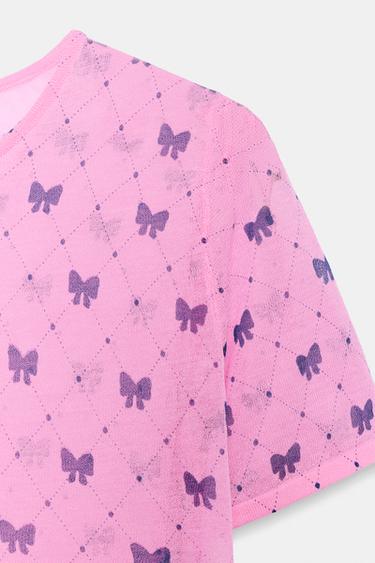 TOP À LACETS EN MAILLE FINE - Rose fluo de Zara - Image 5