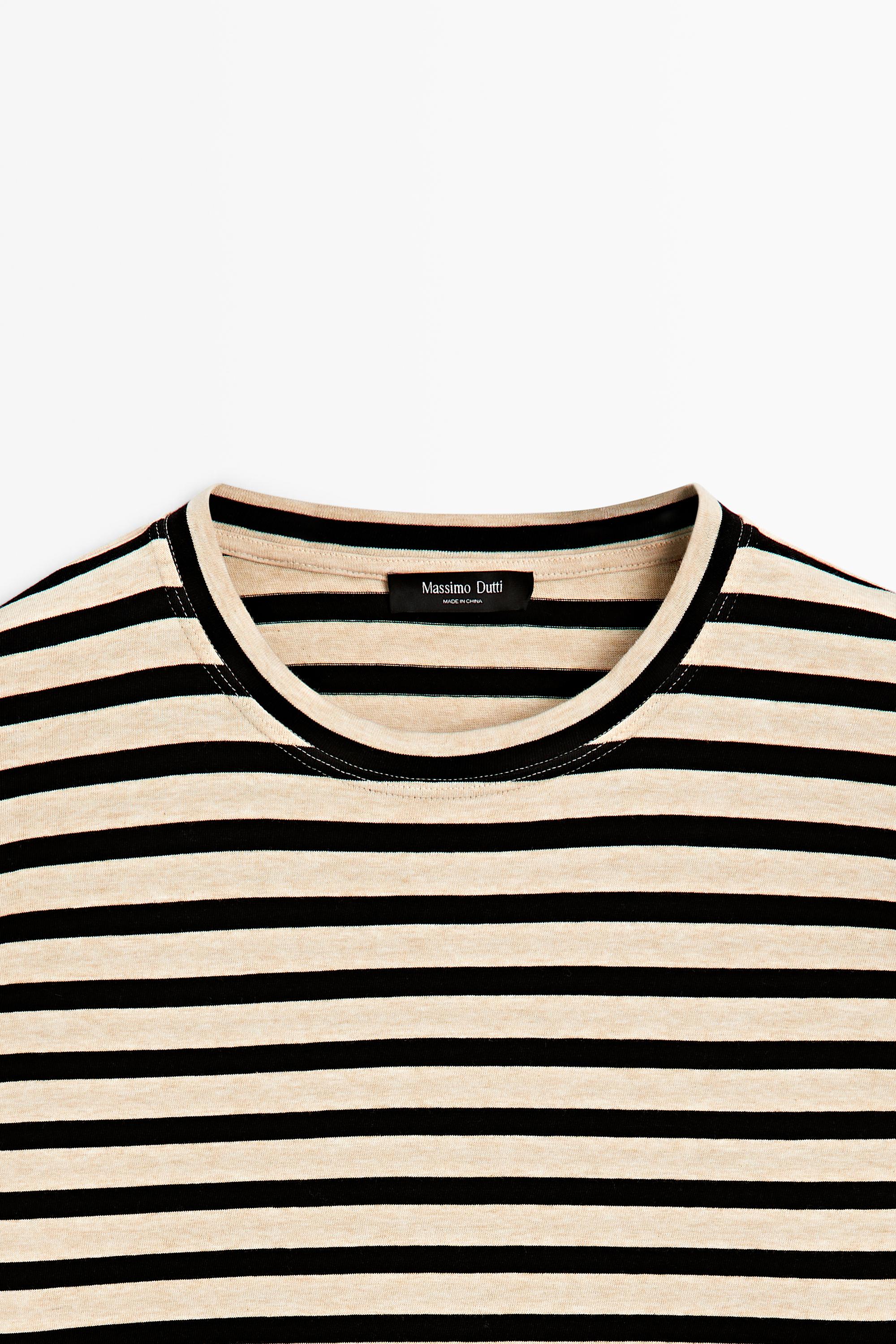Oversize striped cotton blend T-shirt