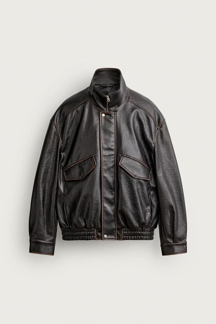 RELAXED FIT LEATHER EFFECT JACKET