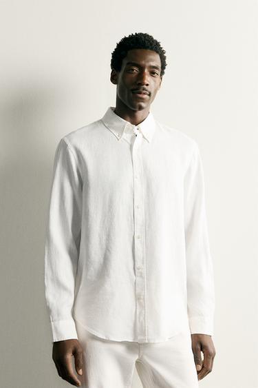 100% LINEN REGULAR FIT SHIRT - White by Zara