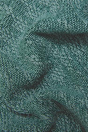CHENILLE JACQUARD THROW - Green / Blue by Zara