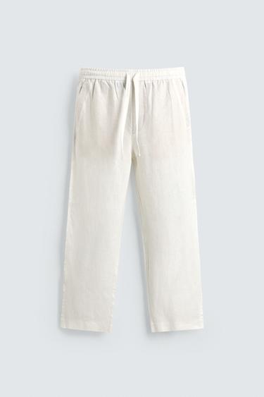 PANTALÓN RELAXED FIT LINO - Blanco de Zara