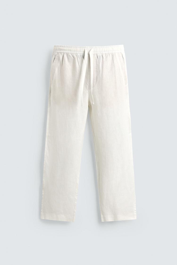 ZARA 100% LINEN RELAXED FIT TROUSERS