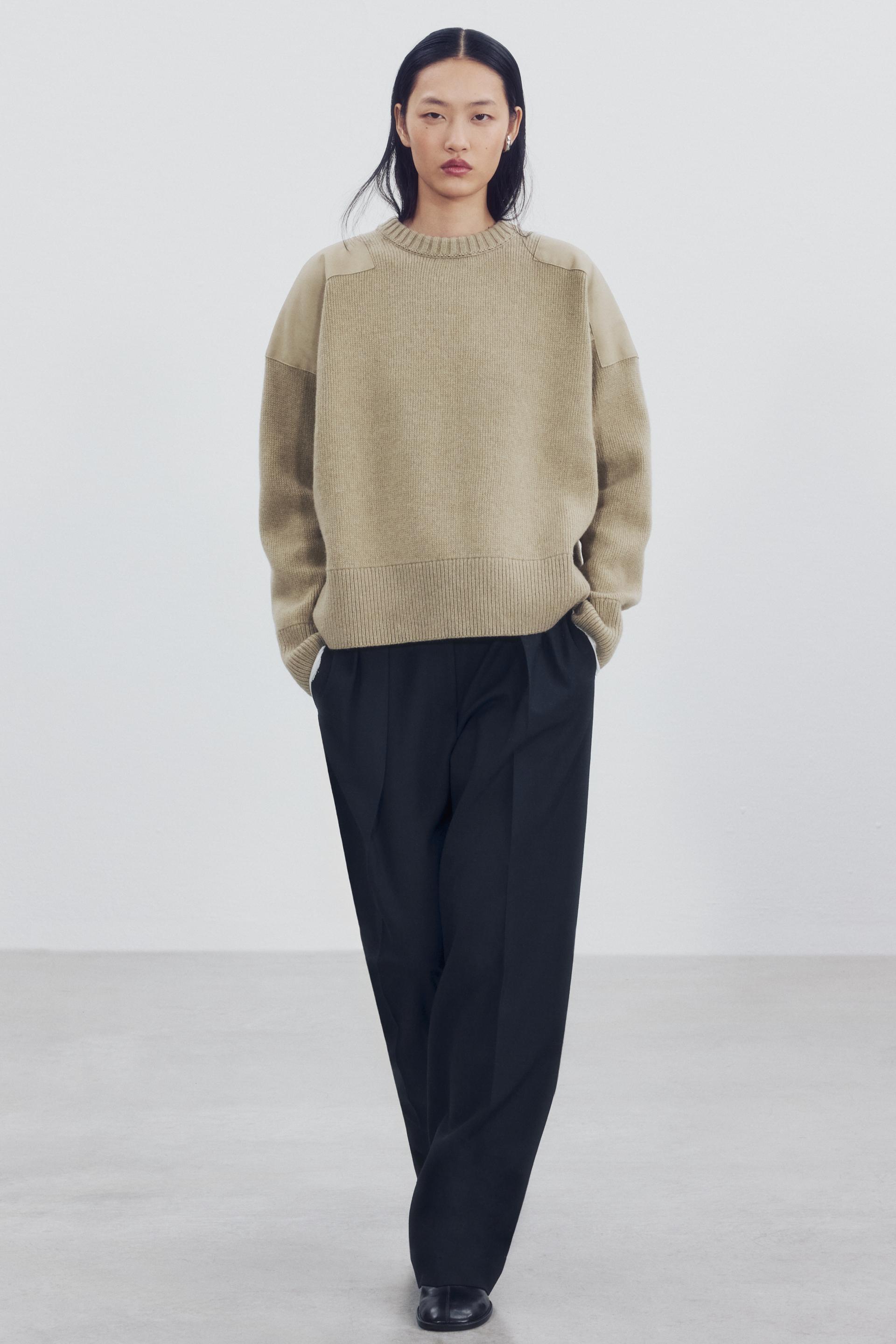 WOOL SWEATER WITH CONTRAST SHOULDERS - angle 1