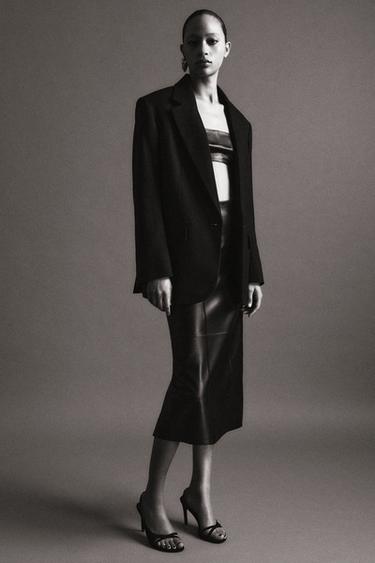 ZW COLLECTION LIMITED EDITION 100% LEATHER SKIRT - Black by Zara