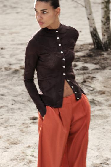 JACQUARD CARDIGAN - Brown by Zara - Image 6