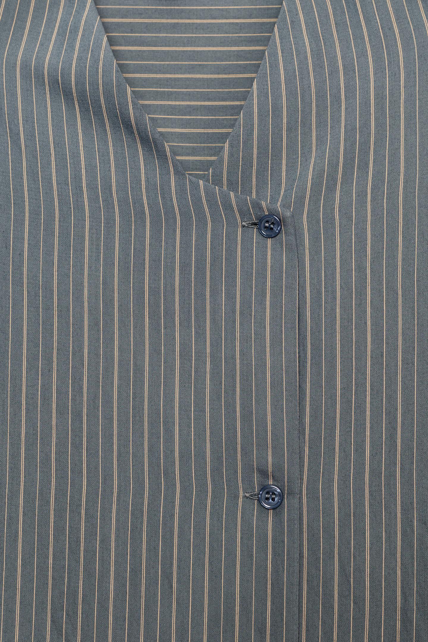 Женская рубашка Zara ZW Collection Striped Crossover, цвет: Серый / Рыжевато-коричневый — фото 8