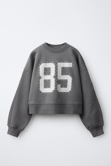 SUDADERA ESTAMPADO VARSITY - Gris antracita de Zara - Imagen 0