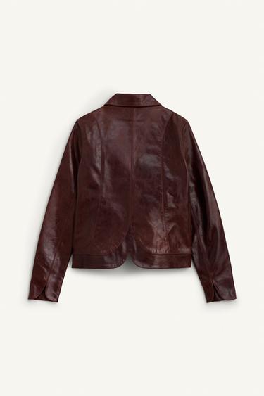 BLAZER COURTE 100% CUIR LIMITED EDITION - Bordeaux de Zara - Image 5