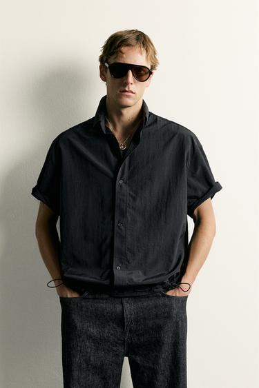 RELAXED FIT SHIRT WITH ADJUSTABLE HEM - Black by Zara