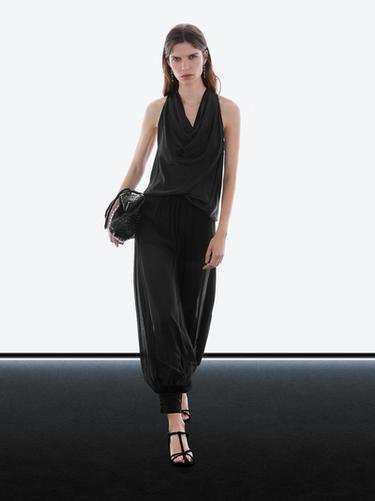 Pantalon bouffant avec boutons - Noir de Zara - Image 0