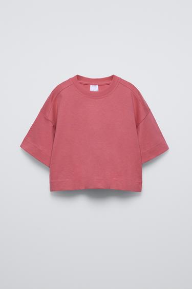 Zara BASIC INTERLOCK T-SHIRT - Raspberry