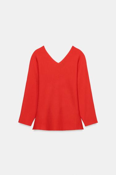 PULL EN MAILLE À MANCHES BALLON - Rouge vif de Zara - Image 7