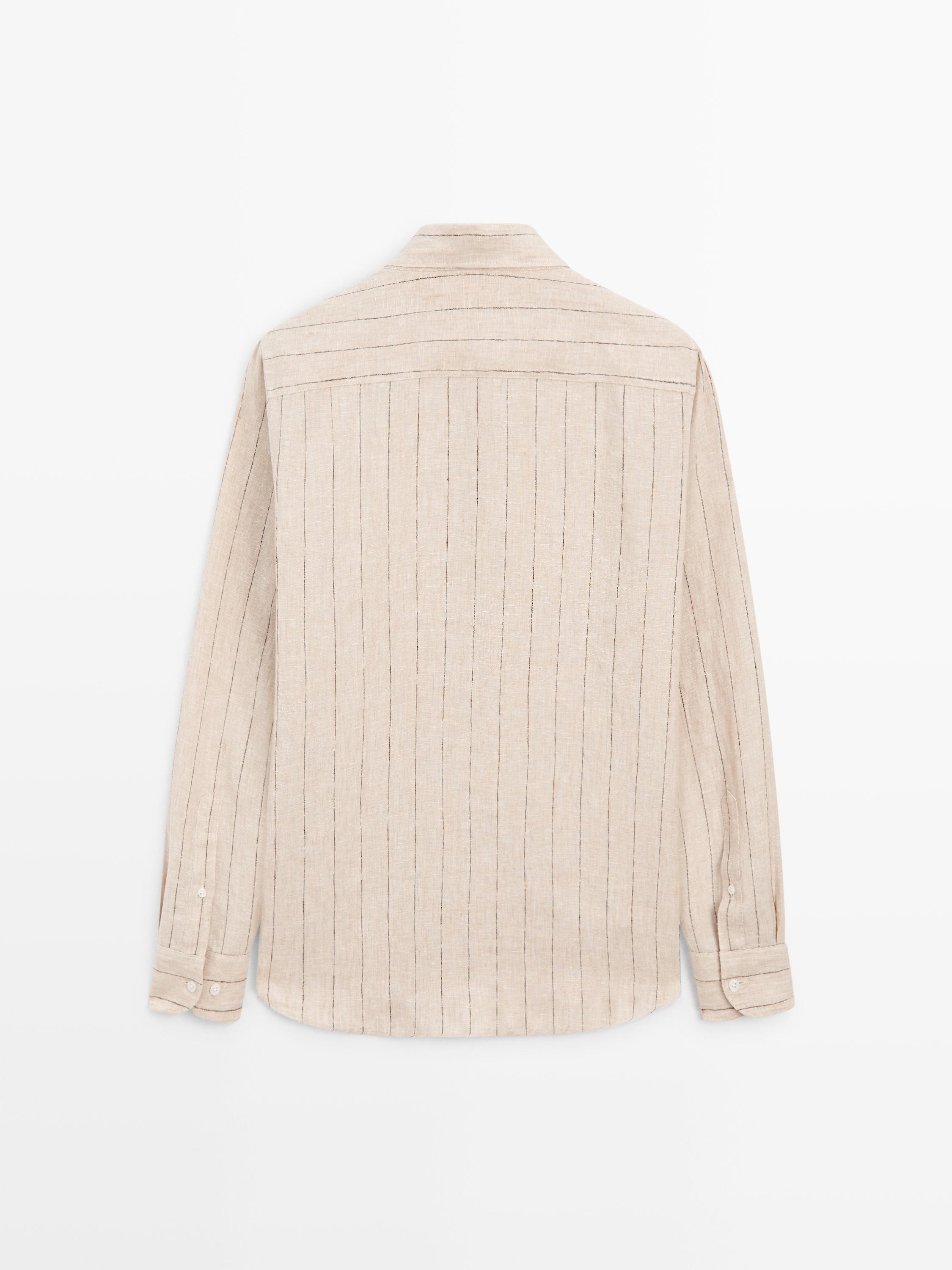 Regular fit striped linen shirt