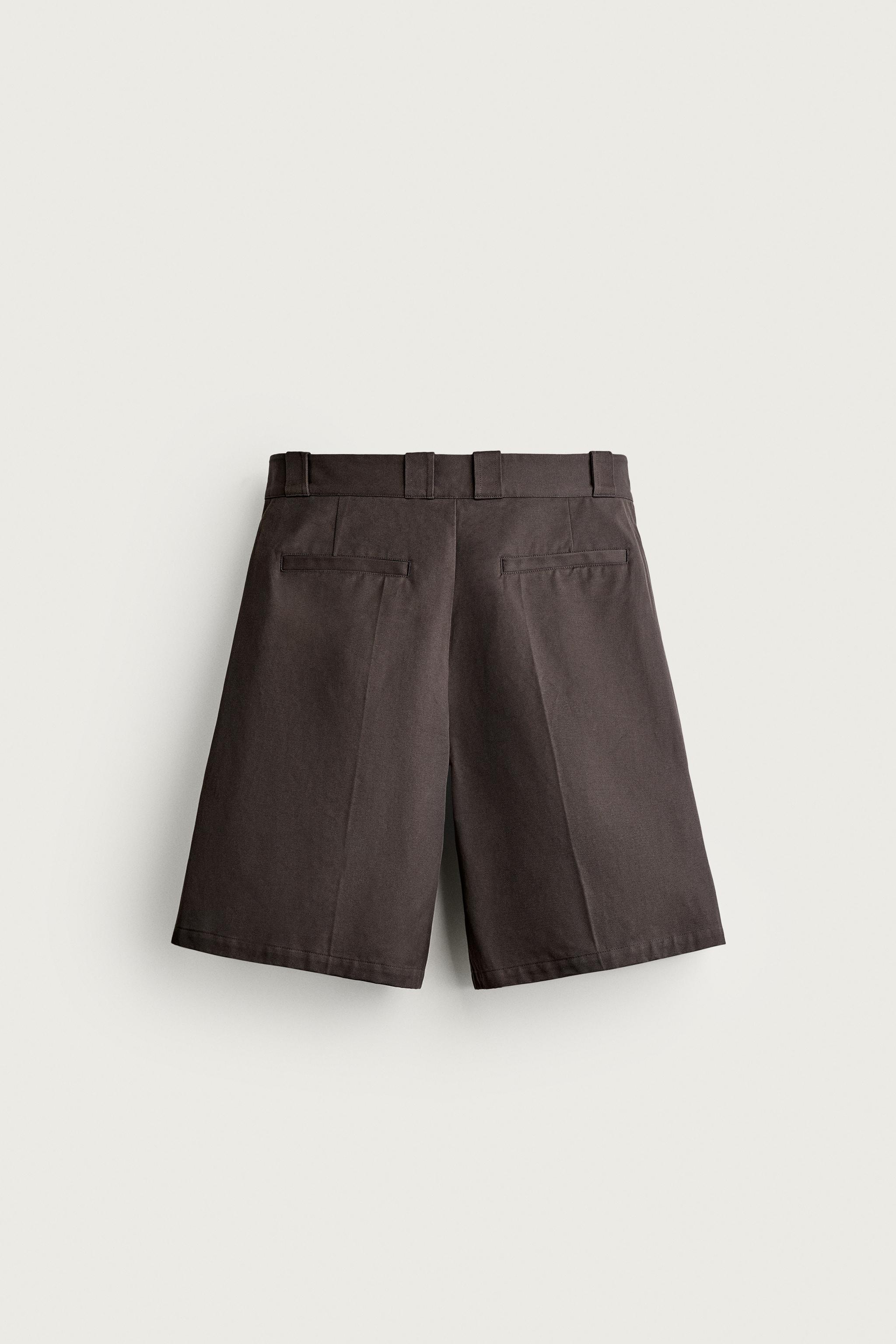 Мужские шорты Zara RELAXED FIT PLEATED SHORTS — фото 8