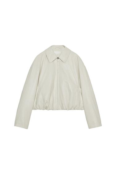 LEATHER EFFECT BOMBER JACKET