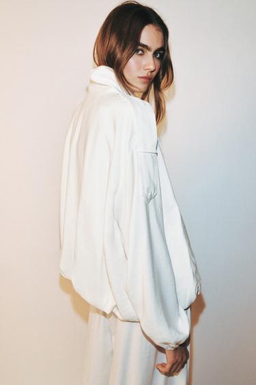 HIGH NECK JACKET - Oyster-white by Zara - Image 3