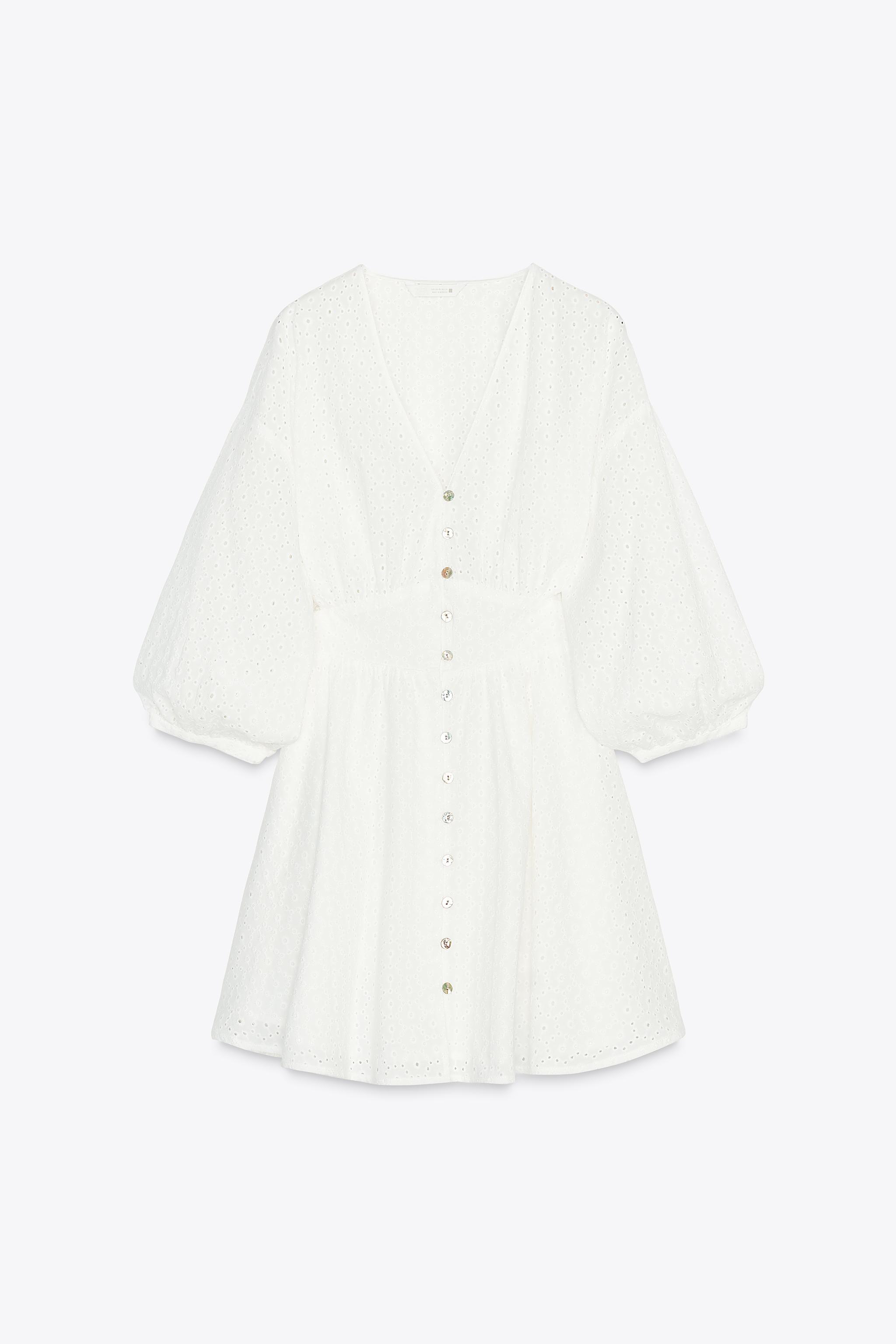 アイレットレース ミニワンピース - オフホワイト | ZARA Japan