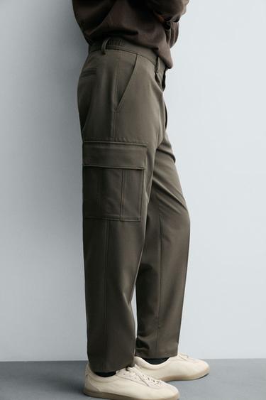 PLEATED CARGO TROUSERS - Khaki by Zara - Image 4