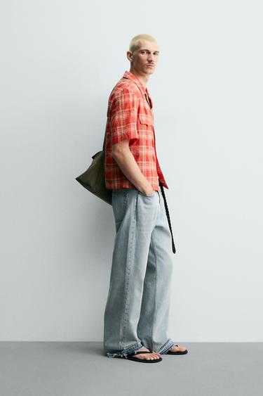 CHEMISE RELAXED FIT À CARREAUX - Orange de Zara - Image 3