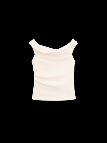 Zara Draped strapless top - Ecru - Image 0