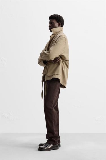 WASHED CANVAS PARKA - Taupe grey by Zara
