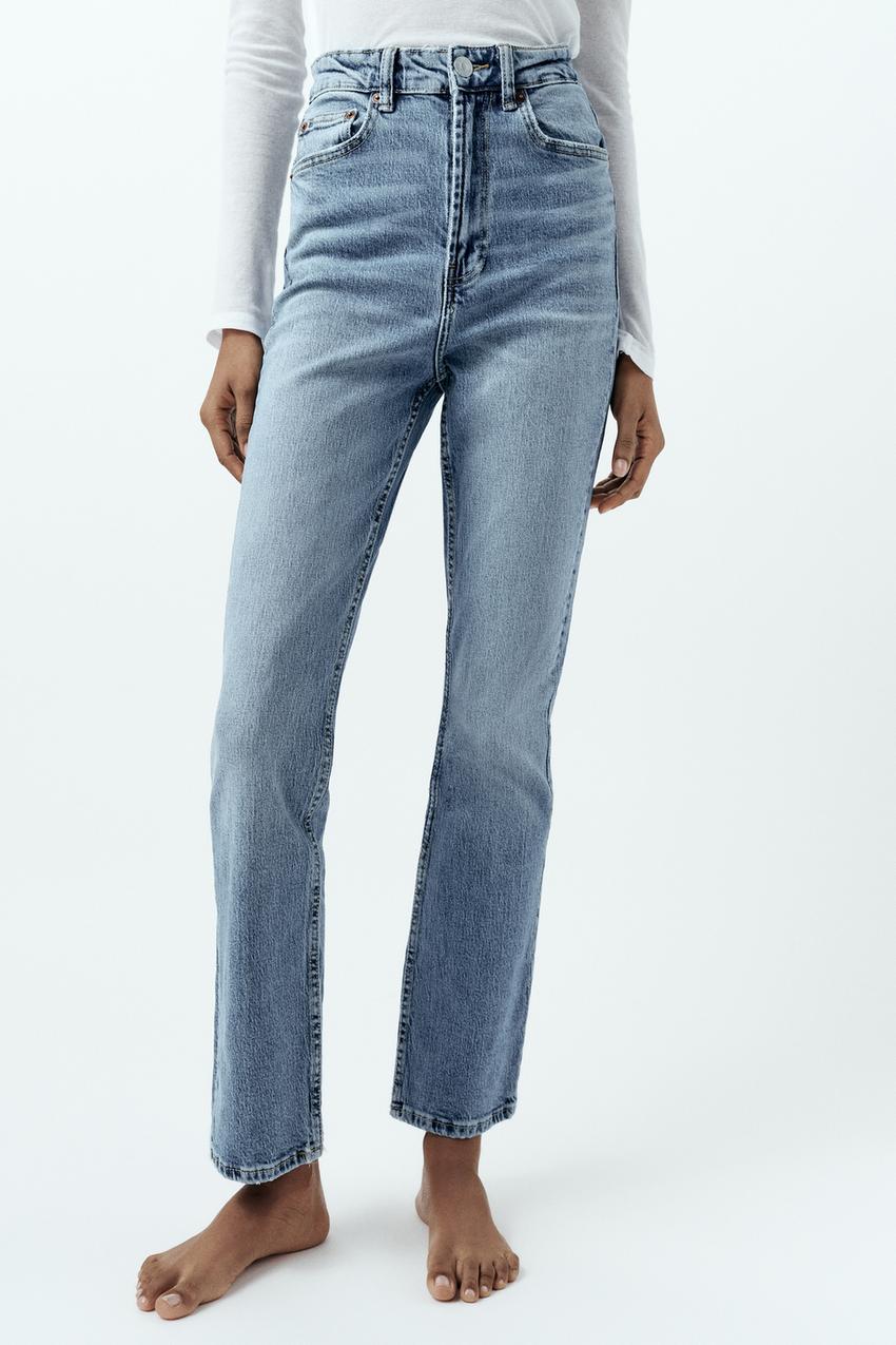 TRF STOVE PIPE JEANS WITH A HIGH WAIST - Blue