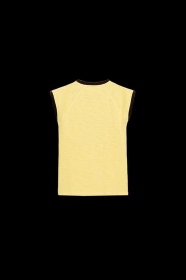 SLUB KNIT T-SHIRT WITH TRIMS - Light yellow by Zara