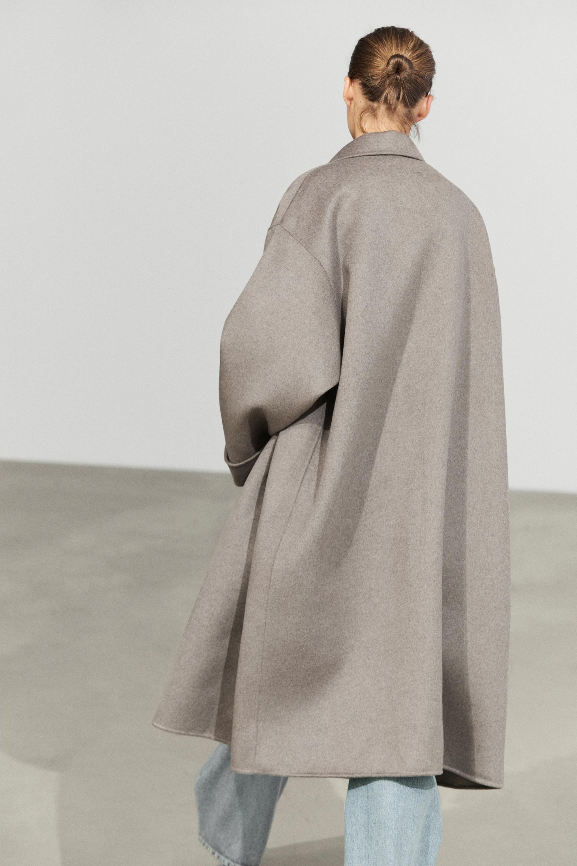 Long wool-blend coat with collar detail