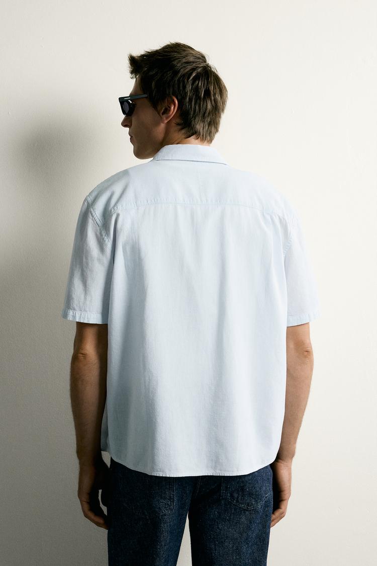 Camisa de algodón y lino de corte regular 3