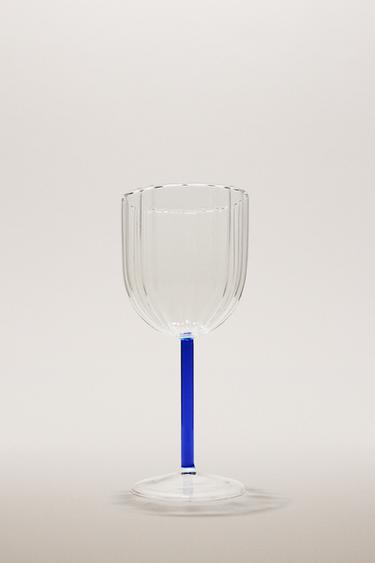 BOROSILICATE GLASS WITH COLOURED STEM - Blue by Zara