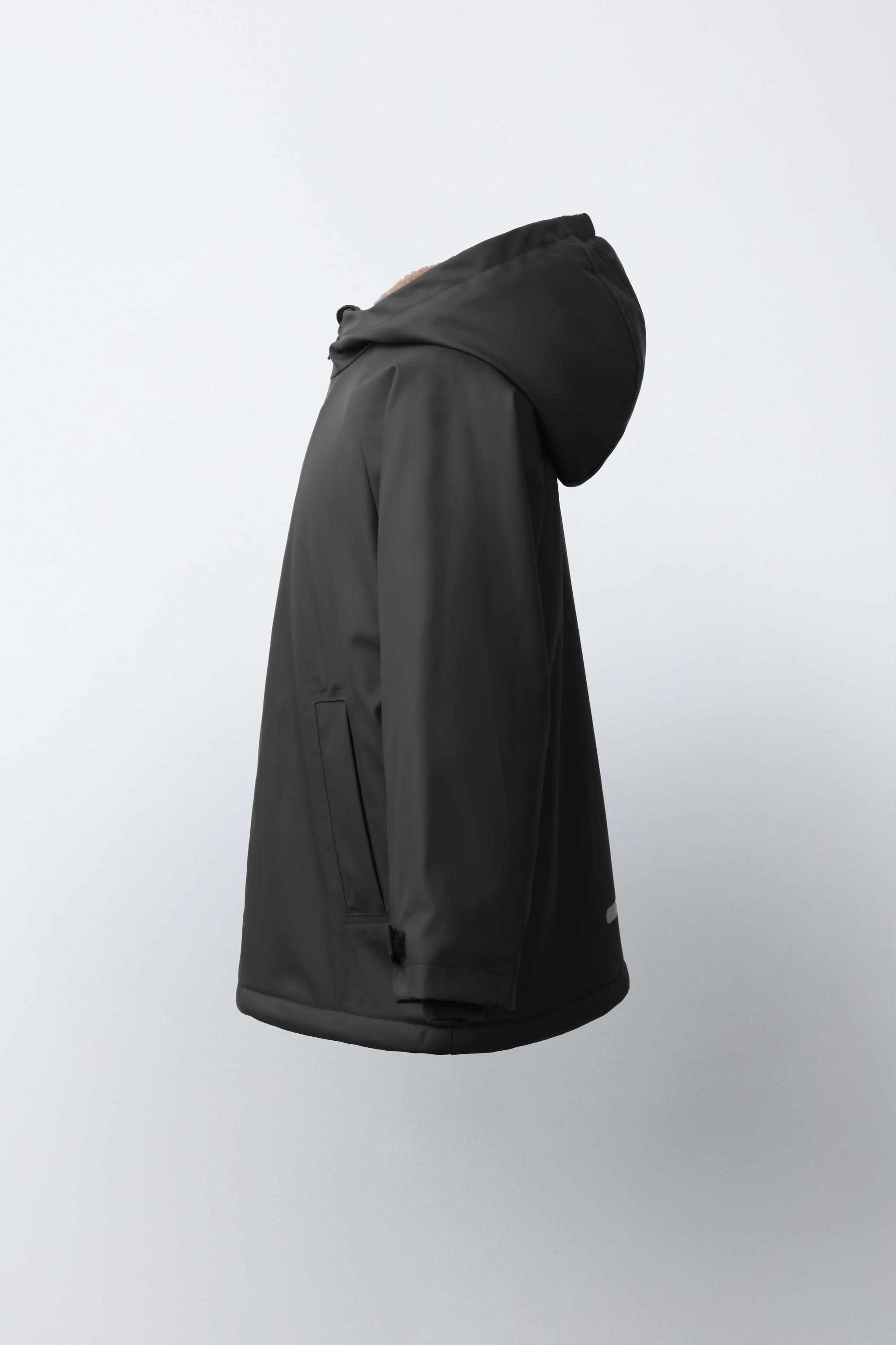 WATER-RESISTANT FAUX SHEARLING LINED RAINCOAT