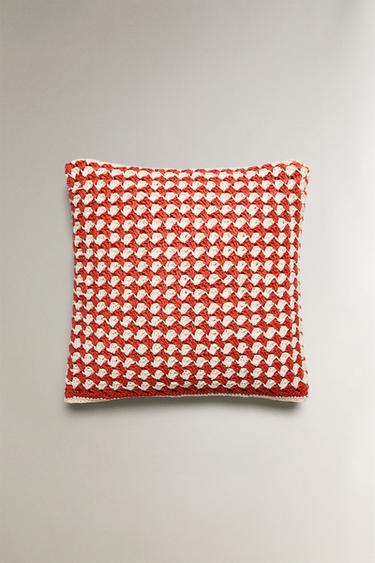 HOUSSE COUSSIN CROCHET - Écru / Rouge de Zara - Image 3