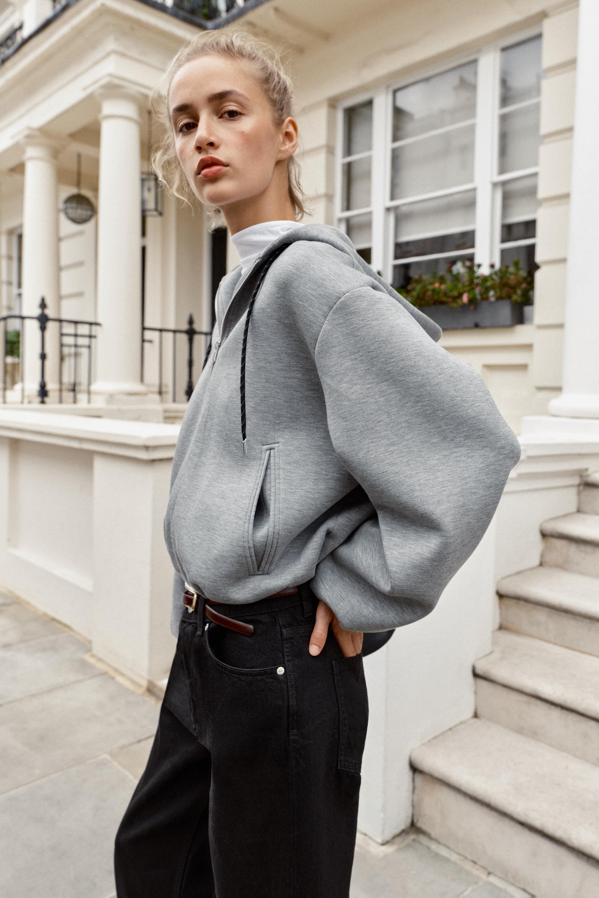 Zara KAPÜŞONLU BOMBER SWEATSHIRT görsel 4